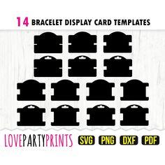 12 braclet display card templates for loveparents svg and dxf