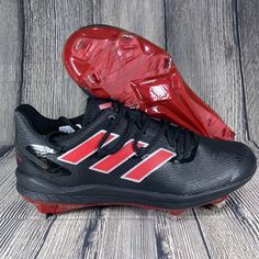 New Without Box Adidas Adizero Afterburner 8 Core Black/Team Power Red Metal Baseball Cleats. Mens Sizes Style H0976 Original Box Not Included. Shoes Are In New And Unworn Condition. 100% Authentic. Black Low-top Running Shoes For Sports Events, Black Breathable Running Shoes For Sports Events, Breathable Black Running Shoes For Sports Events, Black Lace-up Running Shoes For Sports Events, Red Running Shoes With Shock Absorption For Sports, Red Running Shoes For Sports With Shock Absorption, Black Running Shoes With Red Sole For Light Sports, Red Training Sneakers With Shock Absorption, Dynamic Red Fade-resistant Running Shoes