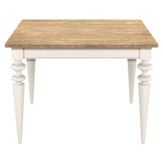 a white table with wooden top and legs