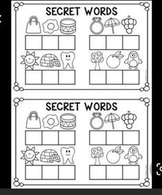 two worksheets with words and pictures on them