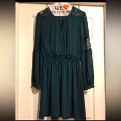 Green Long Sleeve With Lace, S. Worn Once. Green Quarter Sleeve Dress, S. Worn Once Black Sweater Dress, Xs. Worn Once. Blue Cap Sleeve Dress, S. Worn Once. Strapless Dress, Xs. Worn Once. Floral Romper, S. New With Tags. Tank Sleeve Dress, S. New With Tags. $10 Each For Used. $20 Each For New With Tags. Can Separate. Long Sleeve Stretch Mini Dress With Lace Trim, Long Sleeve Mini Dress With Lace Trim And Stretch, Fall Stretch Dress With Lace Trim, Casual Fall Midi Dress With Lace Trim, Fall Mini Dress With Lace Trim, Green Lace Trim Dress For Fall, Casual Mini Dress With Lace Trim For Fall, Quarter Sleeve Dress, Cap Sleeve Dress