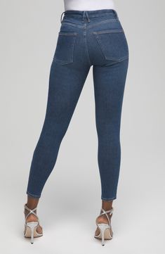 Create the perfect fit every time with these indigo-wash skinnies designed with premium stretch denim that changes with your body up to four different sizes. 28" inseam; 9" leg opening; 9 1/2" front rise; 14" back rise (size 00-4) Zip fly with button closure Five-pocket style 86% cotton, 5% recycled cotton, 5% polyester, 4% Lycra® spandex Machine wash, tumble dry Made in Turkey Women's Clothing Black Owned and Founded Stretch Cropped Jeans For Everyday, Versatile High-rise Denim Blue Jeans, Stretch Dark Wash Cropped Jeans, Stretch Denim Cropped Jeans, Versatile High Rise Denim Blue Jeans, Mid-rise Stretch Cropped Jeans In Medium Wash, Stretch Denim Jeans For Everyday, Stretch Denim Jeans With Cropped Leg, Stretch Denim Cropped Leg Jeans