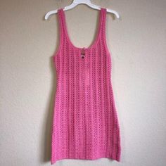 Emory Park Pink Knit Tank Dress. Size M. New With Tags. Spring Open Knit Mini Dress, Fitted Open Knit Sweater Dress, Spring Fitted Dress With Knit Fabrication, Fitted Knit Dress For Spring, Fitted Knitted Sweater Dress For Summer, Casual Fitted Knit Dress, Casual Fitted Pointelle Knit Crochet Dress, Casual Fitted Crochet Dress With Pointelle Knit, Fitted Casual Crochet Knit Dress