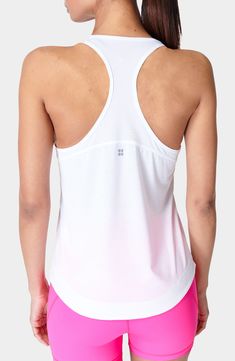 Move your body in this sporty knit tank crafted from sustainable fibers with a sleek racerback. 24" length (size Medium) Jewel neck 91% polyester, 9% elastane Machine wash, dry flat Imported Racerback Tank Top With Built-in Bra And 4-way Stretch, Racerback Tops With Built-in Bra For Light Sports, Seamless Racerback Activewear With 4-way Stretch, Sporty Seamless T-back Tank Top, Seamless T-back Tank Top For Workout, High Stretch Racerback Go-dry Tank Top, High Stretch Racerback Tank Top With Go-dry, White Athleisure Top With Built-in Bra, High Stretch Racerback Tank Top For Training