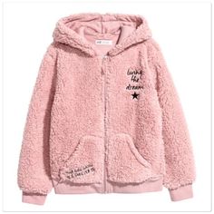 - Pink Sherpa Zip-Up Hoodie Jacket - Has "Living The Dream' Embroidered On Upper Chest - Size 14 (Youth, Fits Like A S/M) - Chest Measures Approx 19" - Brand New With Tags Please Let Me Know If You Have Any Questions. Hooded Sherpa Outerwear With Plush Lining, Cozy Sherpa Hoodie With Long Sleeves, Cozy Long Sleeve Sherpa Hoodie, Sherpa Hoodie With Pockets, Sherpa Hoodie With Double-lined Hood, Sherpa Hoodie With Double-lined Hood And Long Sleeves, Hooded Sherpa Hoodie For Fall, Casual Sherpa Hooded Jacket With Fleece Lining, Fall Sherpa Hooded Hoodie