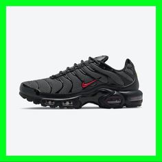 Nike Air Max Plus Black/University Red Do6383-001 Men's Size 8.5 No Lid Dynamic Running Shoes With Red Sole, Black Sneakers With Red Sole For Sports, Nike Dynamic Sneakers With Red Sole, Nike Synthetic Running Shoes With Red Sole, Nike Running Shoes With Red Sole, Nike Running Shoes With Red Sole, Synthetic Material, Nike Sneakers With Red Sole, Modern Black Sneakers With Air Max Cushioning, Nike Sneakers With Red Sole, Sporty Style