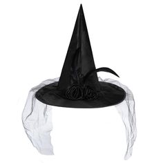 PRICES MAY VARY. High Quality Fabric Imported Hand Wash Only High Quality Womens Witch Hat: The Halloween witches hat is made of premium polyester, alloy wire and lace, soft, lightweight, durable and not easy to break. When you open the witch's hat, it will pop into a shape and fix it without worrying about deformation due to storage. Size & Color: One Size fits most people. Length: 38cm/14.96", inner diameter: 20cm/7.87", height: 35cm/13.78". 4 colors available: the black starlight witch hat is Lace Halloween Costume, Witches Costumes For Women, Costume Unique, Red Witch, Witches Hats, Purple Witch, Cheap Hats, Halloween Witch Decorations, Halloween Hat