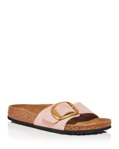 Birkenstock Women's Madrid Big Buckle Sandals Spring Flat Footbed Sandals With Tang Buckle, Beach Footbed Sandals With Tang Buckle, Summer Suede Sandals With Tang Buckle, Suede Footbed Sandals With Tang Buckle And Round Toe, Spring Slip-on Footbed Sandals With Tang Buckle, Casual Beach Sandals With Brass Buckle, Summer Beach Sandals With Brass Buckle, Casual Sandals With Brass Buckle For Summer, Casual Summer Sandals With Brass Buckle