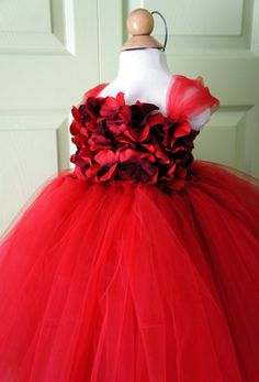 Flower girl dress Red tutu dress, flower top, hydrangea top, toddler tutu dress Cute Tutu Dress With Floral Applique For Dress-up, Cute Floral Applique Tutu Dress For Dress-up, Elegant Red Tulle Tutu Dress, Tulle Tutu Dress With Floral Applique For Pageants, Tulle Tutu Dress With Floral Applique For Pageant, Red Tutu Dress For Spring Wedding, Fitted Tulle Tutu Dress With Floral Applique, Red Spring Wedding Tutu Dress, Floral Applique Tulle Tutu Dress For Dress-up