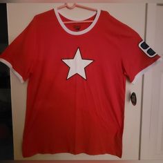 For Sale Is A Nwt Yokai Watch 3xl T Shirt. Never Worn. Smoke Free. Thank You For Your Interest. Casual Short Sleeve T-shirt With Star Logo, Casual Tops With Star Logo And Relaxed Fit, Casual Cotton Tops With Star Logo, Casual Red Top With Star Print, Casual Red Tops With Star Print, Casual Short Sleeve Shirt With Star Print, Casual Red Star Print Tops, Casual Star Print Short Sleeve Shirt, Red Short Sleeve Top With Star Print