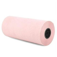 a roll of pink paper on a white background