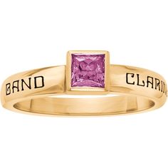 Treasure Ladies' Class Ring with Bezel set Princess stone Senior Rings Gold, Custom Class Rings, Senior Rings, Class Rings High School, Class Rings, Gold Class, Graduation Rings, 2023 Graduation, Jared The Galleria Of Jewelry