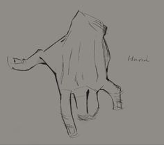 a black and white drawing of a hand with the word hank on it's side