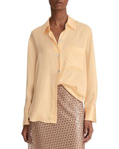 Vince Relaxed Chest Pocket Silk Blouse1 Cool Vibes, Silk Shirt, Fashion Tops, Silk Blouse, Ladies Tops Fashion, Everyday Look, Chest Pocket, Patch Pocket, Designing Women