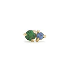 Emerald and Sapphire Buddy Stud – STONE AND STRAND Girl Tools, Colored Gemstones, Expensive Jewelry, Sell Gold, Unique Gemstones, Single Earring, Retail Therapy, First They Came, Diamond Studs