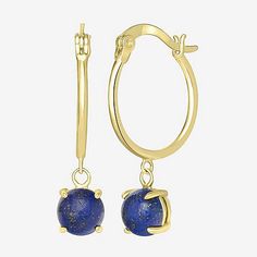 Included: 1 Pair of EarringsEarring Back: HingedShape: RoundStone Cut: RoundStone Millimeter Measurement: 6 Mm WidthMetal Color: YellowEarring Length: 26mmEarring Width: 6mmMetal: 14k Gold Over SilverCare: Wipe CleanStone Type: 2 Genuine LapisEarrings Style: Hoop EarringsCountry of Origin: Imported Classic Gold Hoop Earrings With Gemstone, 14k Gold Dangle Hoop Earrings With Gemstones, Small 14k Gold Hoop Earrings With Gemstones, Small Hoop Gemstone Earrings In Yellow Gold, Yellow Gold Dangle Hoop Earrings With Gemstones, 14k Gold Gemstone Hoop Earrings, Yellow Gold Gemstone Small Hoop Earrings, Nickel Free Lapis Lazuli Round Jewelry, Bohemian Lapis Lazuli Earrings For Gift