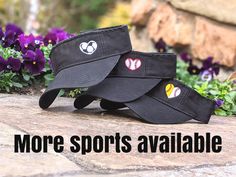 Women's Sport Visor, Baseball Visor, Soccer Visor, Tennis Visor, Softball Visor, Swimming Visor, Golf Visor, Mom of Athlete, Sports Clothing by DistinctHeadwear on Etsy Sporty Spring Outdoor Visor, Black Sports Visor, One Size Fits Most, Casual Sports Visor With Sweatband, Casual Sports Event Visor, Black Visor For Outdoor Spring Activities, Black Visor For Spring Outdoor Activities, Adjustable Black Sports Visor, Sporty Spring Sports Visor, Casual Black Breathable Visor