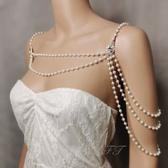 Elegant White Pearl Chain Body Jewelry, Elegant White Body Jewelry With Pearl Chain, Elegant White Body Jewelry For Evening, Elegant Silver Beaded Body Chain, Elegant Beaded Pearl Body Jewelry, Elegant Silver Body Jewelry With Pearl Chain, Pearl Beaded Body Chain For Wedding, Delicate Pearl Chain Backdrop Necklace For Party, Elegant Pearl Backdrop Necklace For Party