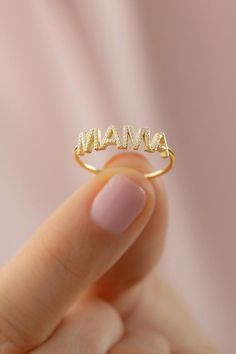 10k 14k 18k Solid Gold Diamond Mama Ring, Handmade Mother Ring for Mom, New Mom Ring Mother's Day Gift Jewelry, Dainty Gold Mother Stacking RingMother's Day Gift Collection Products are perfect choice for a Christmas, Mother’s Day, birthday, wedding, anniversary, gift. It’s a good way to show appreciation to your mom, wife, or grandmother Also, a special treat just for yourself.  FEATURES• Made to order• Solid Gold (real gold, not gold plated or gold filled material)• Gold Karat: 10K (417) - 14K Mother's Day Gift Diamond Ring, Open Ring Jewelry For Anniversary On Mother's Day, Fine Jewelry Open Ring For Mother's Day, White Gold Promise Ring For Mother's Day, Mother's Day Gift Rings In Fine Jewelry Style, Personalized 14k Gold Fine Jewelry Rings, Personalized 14k Gold Rings Fine Jewelry, Mother's Day Fine Jewelry Rings As Gift, Personalized 14k Gold Fine Rings