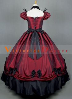 Wine Red Victorian Ball Gown Themed Party Dress   Condition: Brand New  Color:Wine Red  Material: Satins  Silhouette: Ball Gown  Sleeve Length: Short Sleeve  Dresses Length:Floor-Length  Neckline: Square Collar  Decoration: Bows And Ruffles  Style: Vintage  Includes: Dress    amp;nbsp; Red Floor-length Gown For Costume Party, Red Fitted Gown For Costume Party, Red Ball Gown For Costume Party, Red Floor-length Dress For Costume Party, Red Ball Gown For Christmas, Elegant Red Gown For Fancy Dress, Red Floor-length Gown For Costume Occasions, Red Floor-length Gown For Costume, Red Floor-length Costume Gown