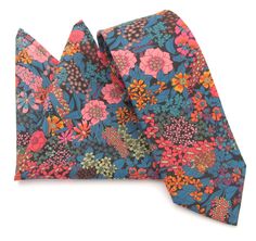 Ciara Orange Cotton Tie & Pocket Square Made with Liberty Fabric Orange Vans, Black Ground, Orange Tie, Dapper Style, Wedding Ties, Teal And Pink, Liberty Print, Liberty Fabric, Printed Ties