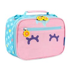 Available in fun and cute animal prints, Twise Side-Kick lunch bag is perfect for kids and toddlers that need to carry lunch to school. Twise Side-Kick Lunch Bag is made from PVC, Phthalate free polyester fabric/linings and features a classic rectangular shape with a colorful allover print, a padded top handle, and an adjustable shoulder strap that offers versatile carrying options. This lunch bag includes a zip around closure and a fully insulated main compartment that offers plenty of storage Cute Pink Lunch Box For Back To School, Playful Unicorn Print Bags, Playful Pink Rectangular Lunch Bag, Playful Unicorn Print Bag For Everyday Use, Playful Unicorn Print Bags For Everyday Use, Playful Bags With Unicorn Print For Everyday Use, Playful Multicolor Lunch Box For Playtime, Playful Multicolor Lunch Box For Daycare, Kawaii Rectangular Lunch Bag For School