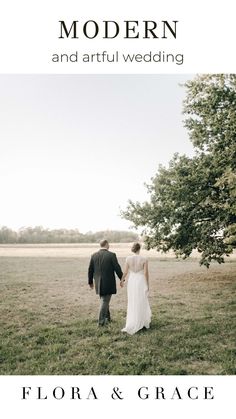 the cover of modern and artful wedding, featuring a bride and groom holding hands