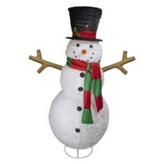 a snowman wearing a top hat and scarf