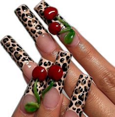 Cheetah print x Cherries 🐆🍒🖤 📸: @myprettyset Follow @thenailconnection for more nail inspo 💅🏽✨ #nails #naildesign #nailinspiration… | Instagram Cherry Nails, Painted Nail Art, Animal Print Nails, 3d Nails, Nail Trends, Nail Artist, Nail Tech, Cheetah Print, Long Nails