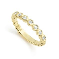 LAGOS Jewelry | Diamond perfection. Bezel set diamonds in 18K gold form this stack ring. Ideal to mix and mingle with other gold rings. LAGOS diamonds are the highest quality natural stones. Lagos Jewelry, Gold Stacking Ring, Diamond Stacks, Diamond Stacking Rings, Stack Ring, Stacking Ring Set, Bezel Set Diamond, Gold Ring Stack, Timeless Jewelry