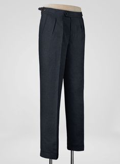 Classic luxury doesn't come any better than our well-tailored Dark Blue Linen Highland Trousers. Crafted from linen, the pants are the pinnacle of laid-back summer style, as linen is breathable and keeps you all aired out.    Look Includes    Dark Blue  Linen  Fabric  Cross Pocket  Forward 2 Pleats  Side Tabs (No Loops)- Arrow Shape  Bottom Cuff (1.5")  Two Welted Back Pockets on Trousers   You can change the look during customization if required.   Lining: Viscose, Dry Clean. Fabric Cross, Pure Linen, Summer Style, Linen Fabric, Dark Blue, Summer Fashion, Dry Clean, Trousers, Cuff