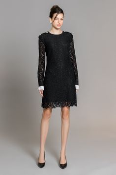 This Zhuri A-line dress exudes elegance with its round neck and intricate lace detailing. Its above the knee length adds a touch of sophistication, making it perfect for any occasion. Elevate your wardrobe with this luxurious and timeless piece. Above The Knee Dress, Types Of Lace, Mean Blvd, Mesh Laundry Bags, Dry Cleaners, Knee Dress, Neck Lace, Above The Knee, Lace Fabric