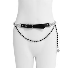 Description:Chic Layered PU Leather Velvet Interwoven Curb Link Waist ChainSpecification:Material: Aluminum. Pu leather. Alloy MetalLength: 26.7" + 3.1" extWeight: 4.24 oz/pcsChain Colors: SilverFeatures & Details:This trendy waist chain is made of environmental friendly materials. which is solid. durable. lightweight and very comfortable and healthy for daily wear. The chic waist chain is suitable for any seasons. not only in summer. but also in winter. spring and autumn. It shines from all directions and definitely will draw a lot of attention.This body jewelry. in line with the current trend of minimalist and exquisiteness. is an ideal gift for best friend. wife. girlfriend. daughter. mother to whom will fall in love with it.Closed with a firm buckle. the length of the body chain can be Black Metal Waist Chain With Chain Strap, Adjustable Black Metal Chain Belt, Adjustable Black Chain Belt With Chain Strap, Adjustable Black Chain Belt, Adjustable Black Chain Link Belt, Adjustable Metal Chain Belt, Adjustable Silver Metal Chain Belt, Trendy Black Adjustable Waist Chain, Black Metal Chain Belt With Silver Chain