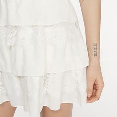 Website Pics Appear White. In Person The Skirt Is More Of An Off-White Color (See Final Pic). Partial Elastic Waist. Smoke Free Home. Fast Shipping!!!! Chic Flowy Mini Skirt With Lace Trim, White Feminine Short Skirt, Feminine White Short Skirt, Feminine White Short Length Skirt, Elegant White Mini Skirt For Daywear, Elegant Lace Trim Mini Skirt For Summer, Chic Summer Mini Skirt With Lace Trim, Elegant Mini Hem Skirt For Summer, Chic Brunch Skirt With Lace Trim