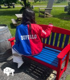 Get ready to score big in style with our BUFFALO Two Tone Varsity Bomber Jacket! This jacket features a unique red and blue design inspired by classic varsity jackets, perfect for showing off your love for Buffalo. Varsity Bomber Jacket Snap Button Closure 100 Polyester Order True to Size Collegiate Red Outerwear With Letter Print, Red Collegiate Outerwear With Letter Print, Red Casual Outerwear For Game Day, Red Long-sleeve Outerwear For Game Day, Red Long Sleeve Outerwear For Game Day, Sporty Red Outerwear For Game Day, Red Sporty Outerwear For Game Day, Red Varsity Jacket With Baseball Collar For Game Day, Red Long Sleeve Varsity Jacket For Game Day