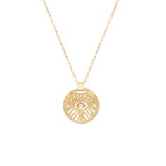 We've ALL updated our wish lists with everything from Celine, especially the Moon and Eye Diamond Disc necklace! This 14kt yellow gold necklace is a true one of a kind treasure, featuring an all seeing eye design with hand engraved details on a medallion coin pendant. A round diamond set in the center of a marquise shape eye hangs in the center of the design and is surrounded by a sprinkle of white baguette and round diamonds. The pendant has such flattering movement complete with a wide solid g Celine Daoust, Round Diamond Setting, Seeing Eye, Yellow Gold Necklace, All Seeing Eye, All Seeing, Disc Necklace, Eye Design, Diamond Set