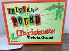 a christmas trivia game is sitting on a table