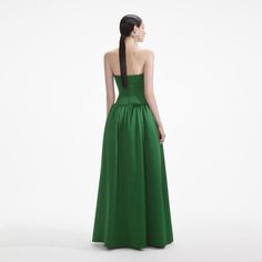 Green Satin Bandeau Maxi Dress – self-portrait-US Bandeau Maxi Dress, Rich Green, Green Satin, New Arrival Dress, Drop Waist, Self Portrait, Occasion Dresses, Statement Earrings, Fitness Fashion