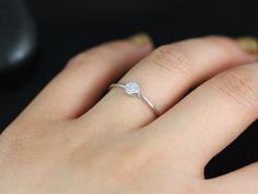 THE ONE. Perfect, small, non-traditional, size 9. :) Diskco 14kt White Gold Petite Round Disk Diamonds by RosadosBox Pinky Ring Diamond, Diamond Pave Ring, Dainty Diamond Ring, Interesting Design, Pave Diamond Ring, April Birthstone, Pave Ring, Minimalist Ring, Pinky Ring