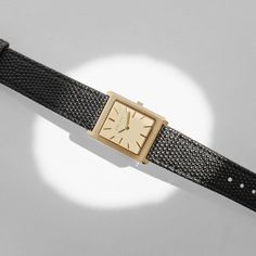 breda-virgil-lizard-1736f-gold-black-leather-watch-front Vintage Timepiece, Black Leather Watch, Square Watch, Watch Movement, Make Time, Quartz Movement, Gold Watch, Gold Black, Time Piece