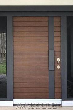 the front door is made of wood and glass