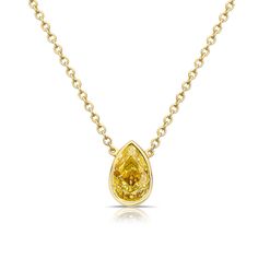 Bezel Set Light Yellow Pear Shape Diamond Necklace – Rare Colors Pear Shaped Diamond Necklace, Yellow Diamond Necklace, Chunky Gold Jewelry, Fancy Light, Fancy Lights, Purple Diamond, Bezel Pendant, Diamond Education, Grey Diamond