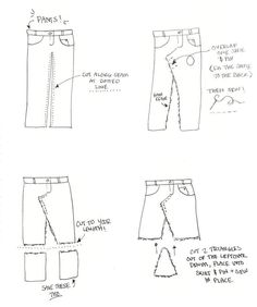 the instructions for how to sew an unisex pants with one side slit