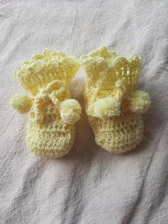 Yellow Crocheted Baby Booties Handmade | eBay Handmade Cute Booties, Cute Soft Sole Booties As Gift, Handmade White Closed Toe Booties, Casual Booties With Soft Sole As Gift, Handmade Round Toe Booties As Gift, Handmade Casual Booties As Gift, Handmade Round Toe Booties Gift, Cute Handmade Cream Booties, Handmade Casual Booties With Round Toe