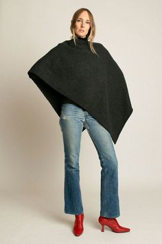 Seamless knit poncho with an asymmetrical hem and lightly felted texture. Handloomed in Peru. Fabric is 93% alpaca and 7% polyamide. *This item is One Size Knitted Poncho, Hand Loom, Asymmetric Hem, Sale Design, Alpaca, Sweaters & Cardigans, Knitwear, Knitting, Fabric