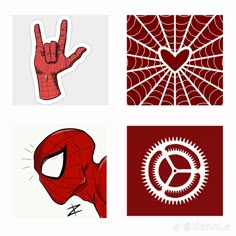 four different types of spider - man stickers