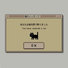 an old computer screen with a cat on it's face and the words, you have received a cat ok