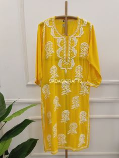 DESCRIPTION Kurti Fabric: Modal Cotton Wash Care : Hand Washable Sleeves: 3/4 Sleeves Kurti Length :44-46 inches Style: Ethnic Wear Occassion: Party Wear, Wedding Wear Package Contains : Only Kurti Yellow Chikankari Embroidery Kaftan, Traditional Yellow Kaftan With Resham Embroidery, Traditional Summer Dress With Cutdana, Summer Long Sleeve Georgette Traditional Wear, Designer Summer Kurta With Cutdana, Summer Straight Kurta With Cutdana, Summer Designer Wear Kurta With Cutdana, Designer Cutdana Kurta For Summer, Georgette Straight Kurta For Summer