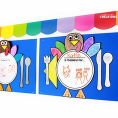 "This Thanksgiving Placemat Craft is a great activity for the month of November! The craft is kid-friendly, easy prep, and is fun for students to use on Thanksgiving or your classroom feast! Not only will it make a wonderful Thanksgiving themed bulletin board, but students will love making their very own cut and paste turkey. PLEASE NOTE, THIS IS A DIGITAL DOWNLOAD. UPON PURCHASE YOU WILL RECEIVE A PDF TO DOWNLOAD THAT INCLUDES ALL THE TEMPLATES AND DIRECTIONS FOR CREATING THE ACTIVITY. What's included in this pdf: * A photograph of the craft activity * Step-by-step directions * Templates that can be copied directly onto colored cardstock or construction paper and then cut out by students. * Labeled templates that can be xeroxed onto cardstock, cut by the teacher, and then traced onto colo Thanksgiving Placemat Craft, Thanksgiving Placemats Kids, Craft Turkey, Turkey Activities, Thanksgiving Placemat, Turkey Activity, Cute Bulletin Boards, Thanksgiving Placemats, November Activities