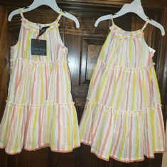 Cynthia Rowley Girl's Spring Easter Peasant Summer Dress Pastel Colors Pink, Yellow, White, Blue And Irridescent Stripe Multiple Sizes! Available For Sister Sets Or Twins! If You Wish To Purchase 2, Let Me Know Which Sizes So I May Customize A Listing For You. This Listing Is For 1 Dress. Available In Size 1- 24 Mo / 2 2t (Sold) 1- 3 / 3t 3- 4 / 4t Multicolor Sundress For Spring Dress-up, Yellow Summer Dress For Dress-up, Multicolor Dressy Sundress For Spring, Summer Yellow Dress For Dress-up Occasions, Spring Multicolor Sundress, Yellow Dress For Spring Dress-up Occasions, Yellow Dress For Spring Dress-up Events, Yellow Sundress For Spring Dress-up, Yellow Sundress For Spring Events